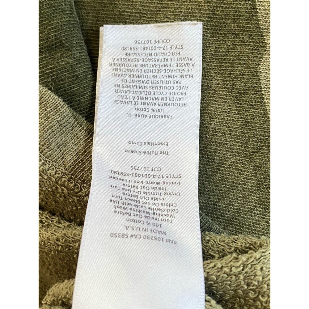 CURRENT ELLIOTT THE RUFFLE 3/4 SLEEVE SWEATSHIRT TOP CAMO Cotton 1 (M) - Picture 6 of 6